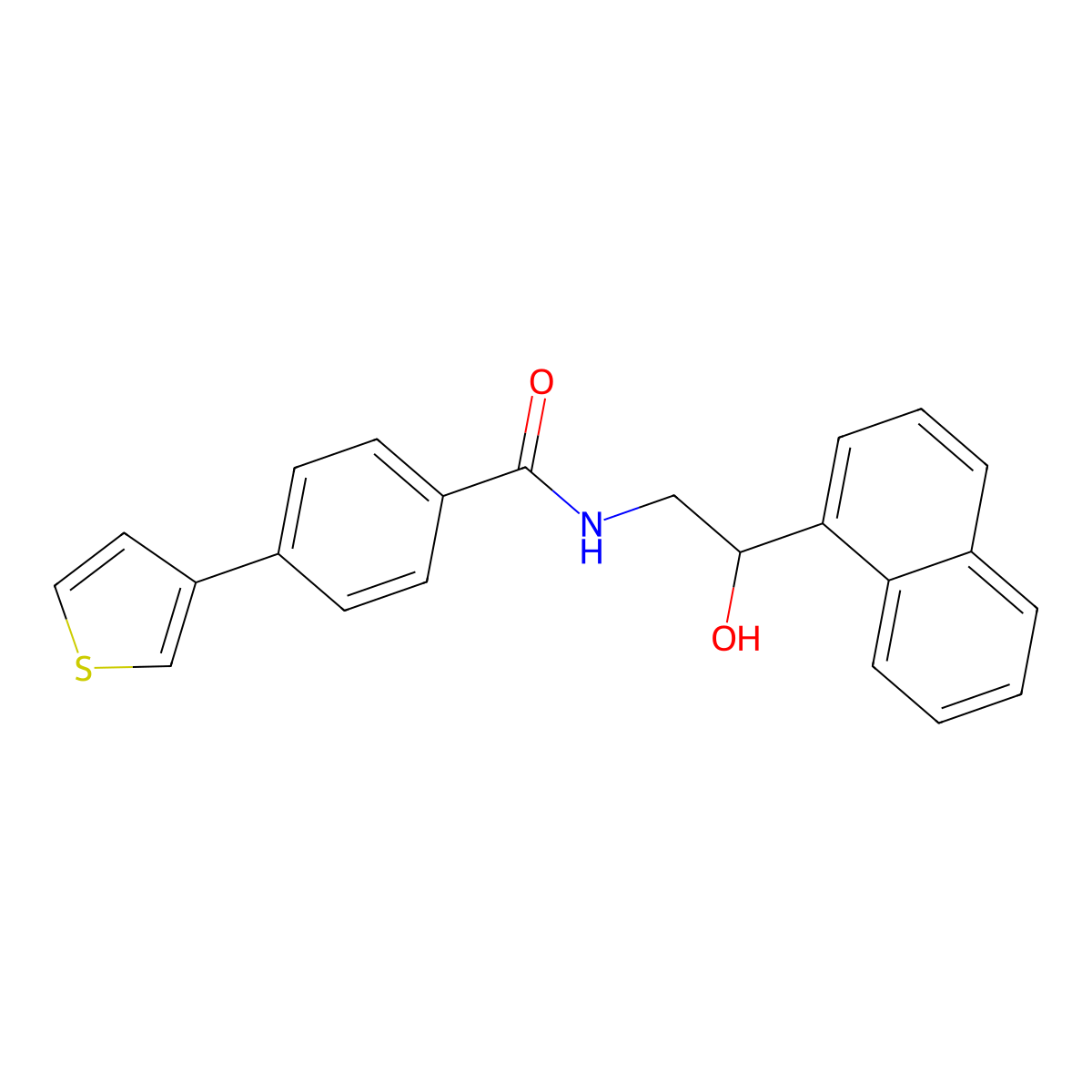 N-[2-hydroxy-2-(naphthalen-1-yl)ethyl]-4-(thiophen-3-yl)benzamide molecular structure, CAS 2034473-95-3