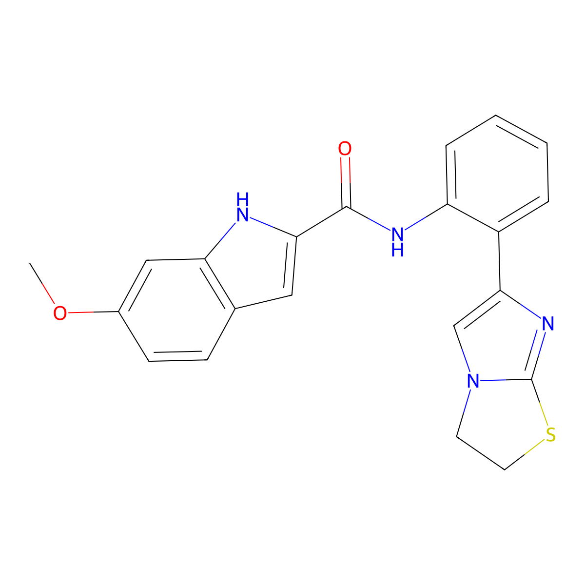 N-(2-(2,3-dihydroimidazo[2,1-b]thiazol-6-yl)phenyl)-6-methoxy-1H-indole-2-carboxamide molecular structure, CAS 2034473-96-4