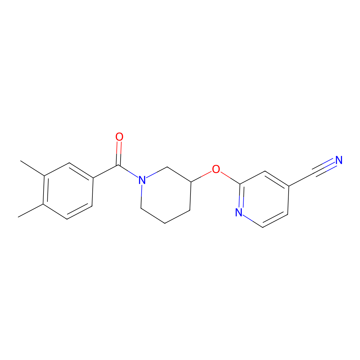 2-((1-(3,4-Dimethylbenzoyl)piperidin-3-yl)oxy)isonicotinonitrile molecular structure, CAS 2034474-00-3