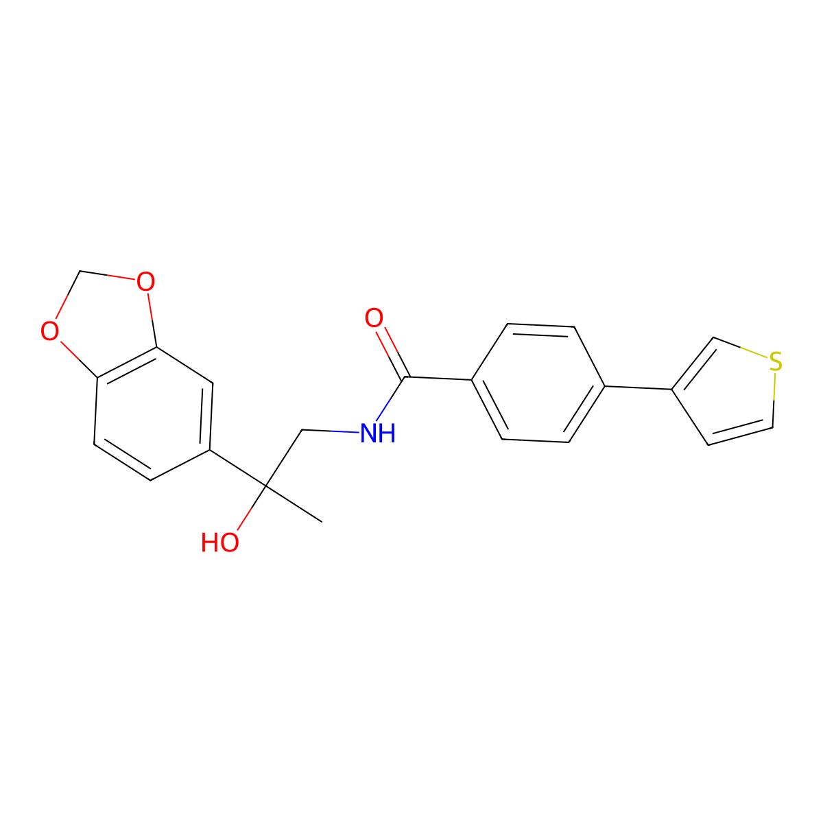N-(2-(benzo[d][1,3]dioxol-5-yl)-2-hydroxypropyl)-4-(thiophen-3-yl)benzamide molecular structure, CAS 2034474-03-6