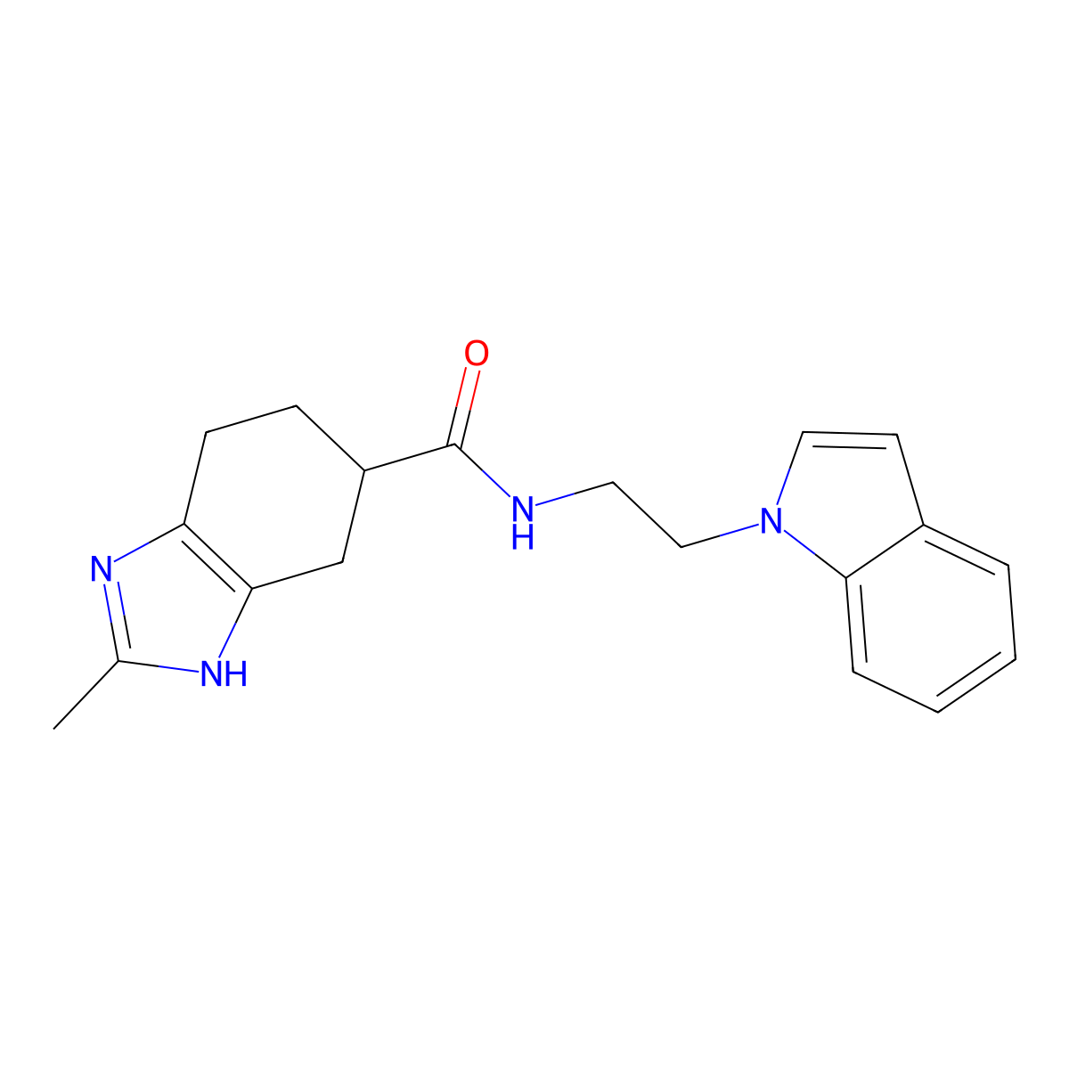 N-(2-(1H-indol-1-yl)ethyl)-2-methyl-4,5,6,7-tetrahydro-1H-benzo[d]imidazole-5-carboxamide molecular structure, CAS 2034474-05-8