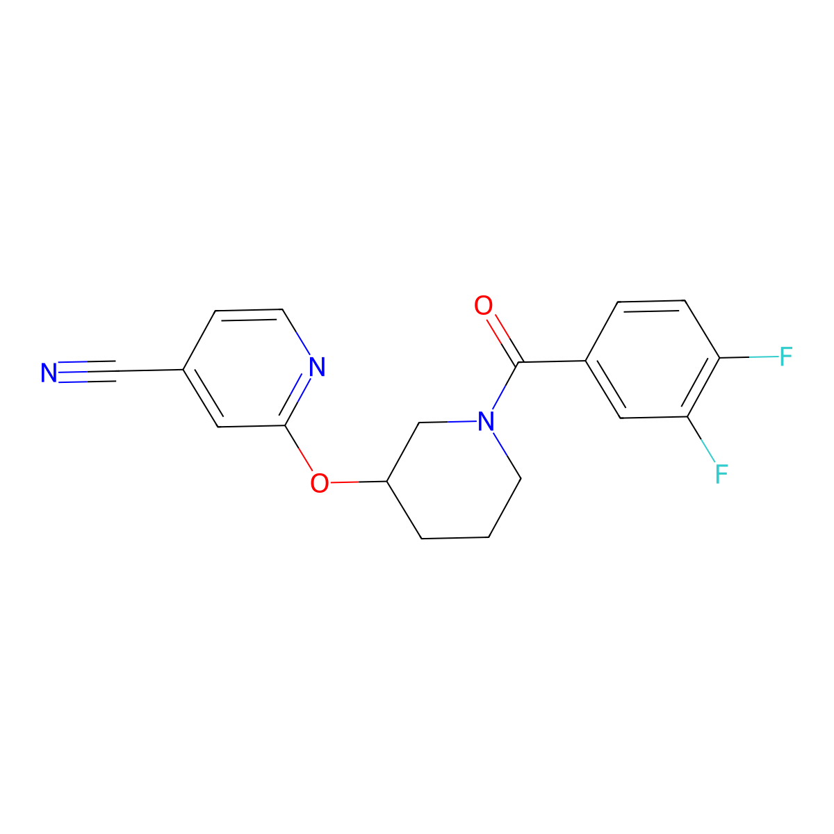 2-((1-(3,4-Difluorobenzoyl)piperidin-3-yl)oxy)isonicotinonitrile molecular structure, CAS 2034474-06-9