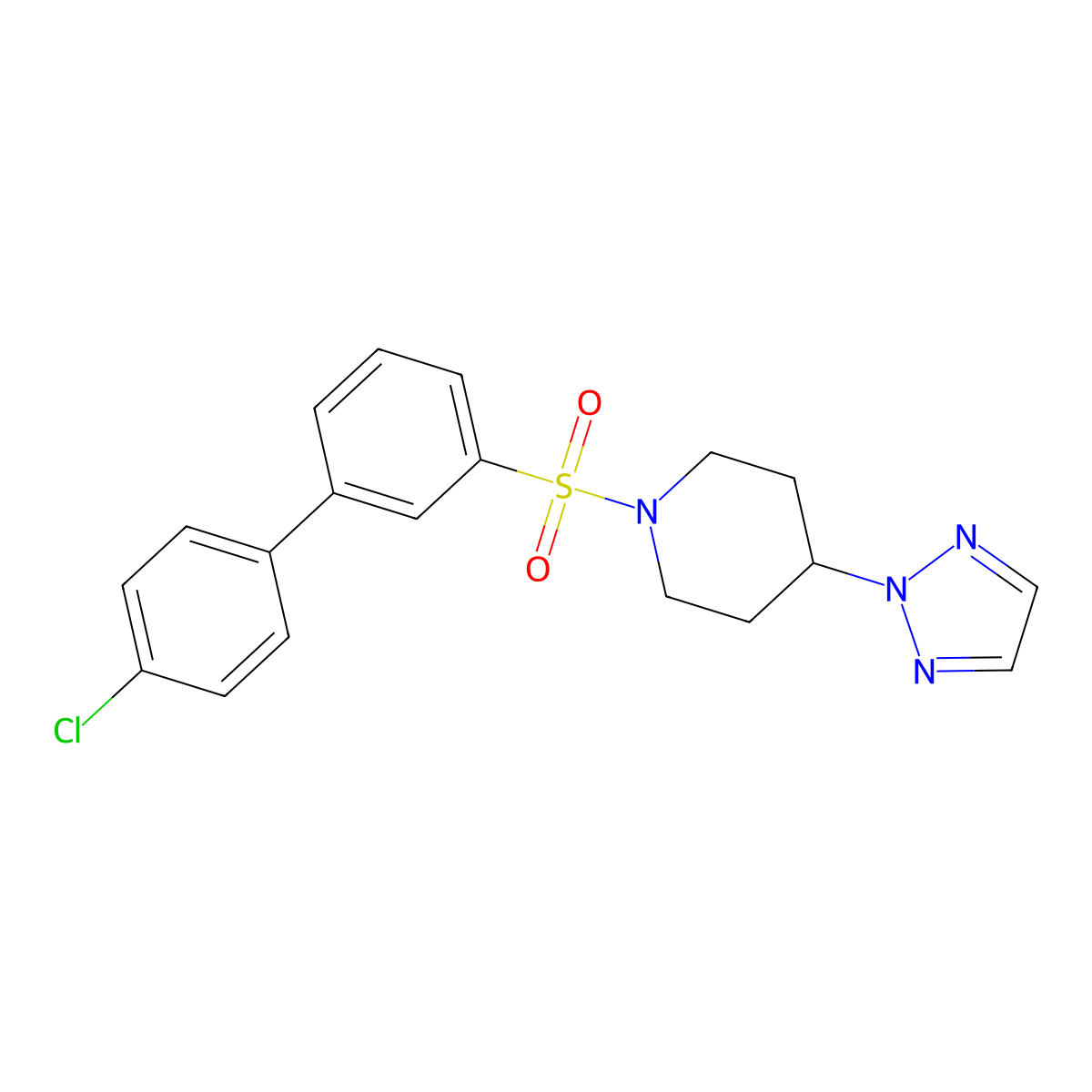 1-((4'-chloro-[1,1'-biphenyl]-3-yl)sulfonyl)-4-(2H-1,2,3-triazol-2-yl)piperidine molecular structure, CAS 2034474-20-7