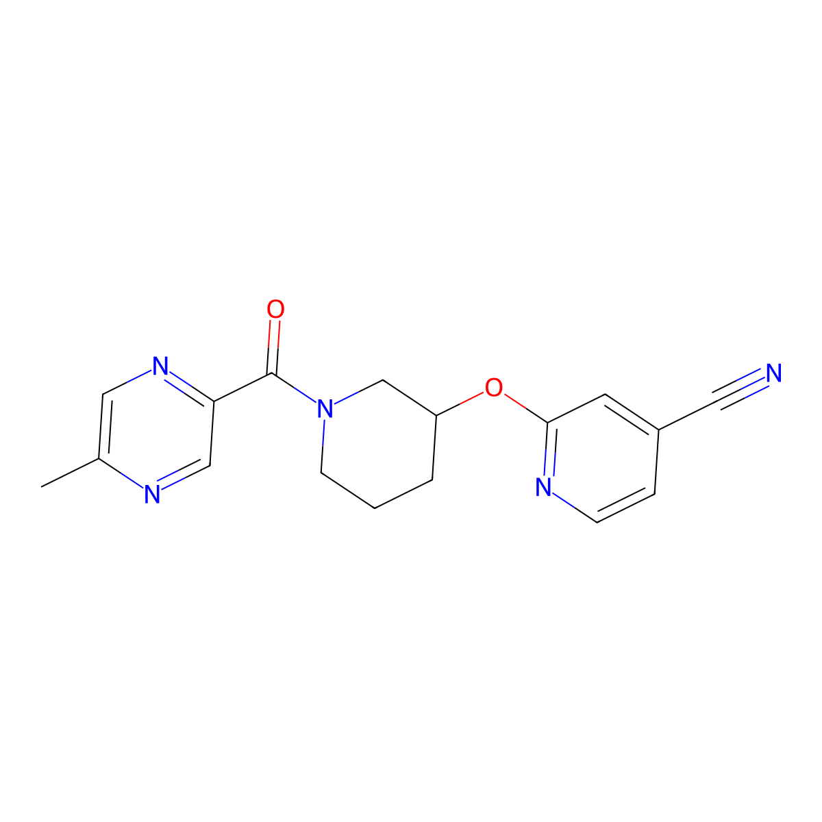 2-((1-(5-Methylpyrazine-2-carbonyl)piperidin-3-yl)oxy)isonicotinonitrile molecular structure, CAS 2034474-29-6