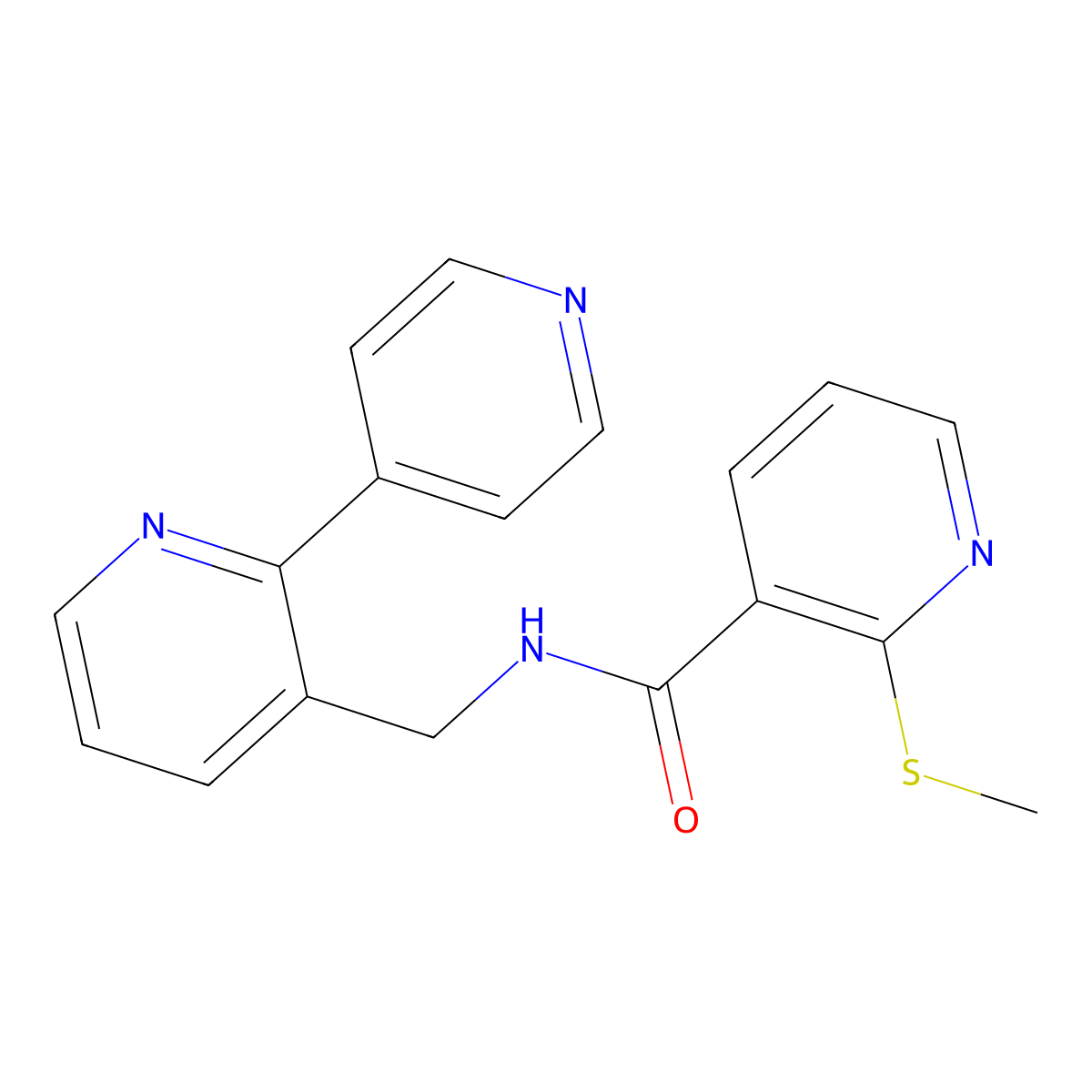 N-([2,4'-bipyridin]-3-ylmethyl)-2-(methylthio)nicotinamide molecular structure, CAS 2034474-33-2
