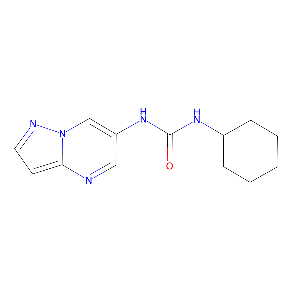 1-Cyclohexyl-3-{pyrazolo[1,5-a]pyrimidin-6-yl}urea molecular structure, CAS 2034474-34-3
