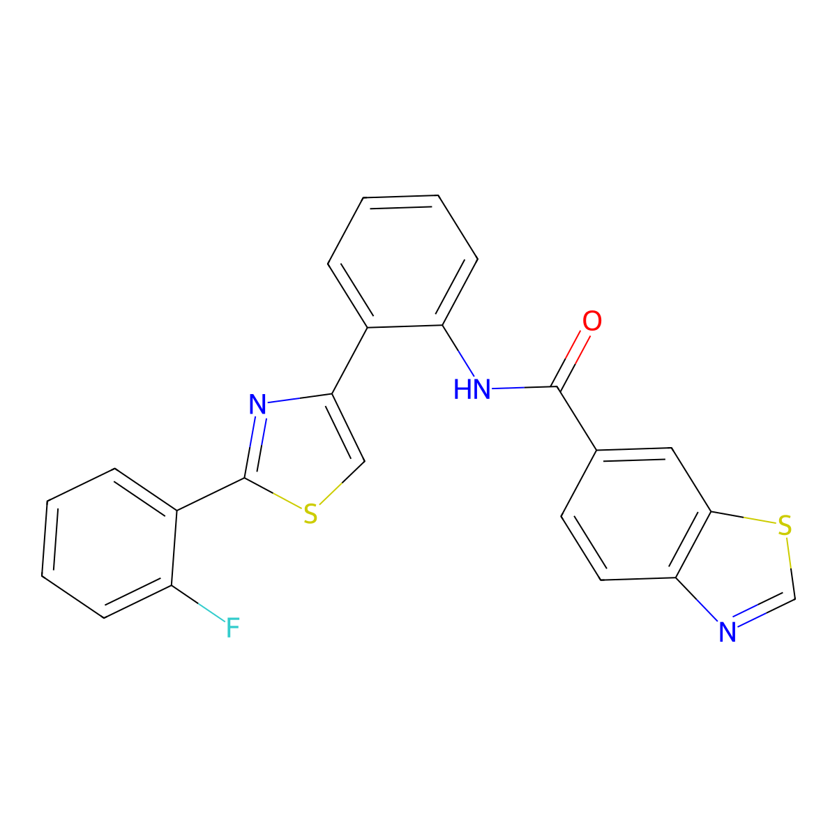 N-(2-(2-(2-fluorophenyl)thiazol-4-yl)phenyl)benzo[d]thiazole-6-carboxamide molecular structure, CAS 2034474-37-6