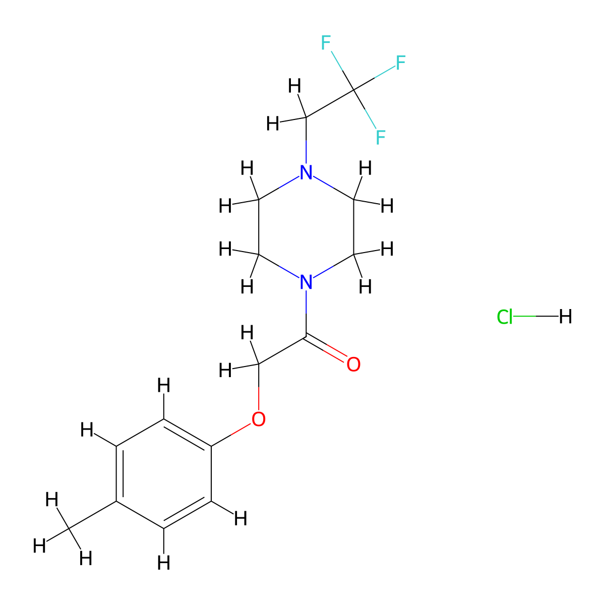 2-(p-Tolyloxy)-1-(4-(2,2,2-trifluoroethyl)piperazin-1-yl)ethanone hydrochloride molecular structure, CAS 2034474-39-8