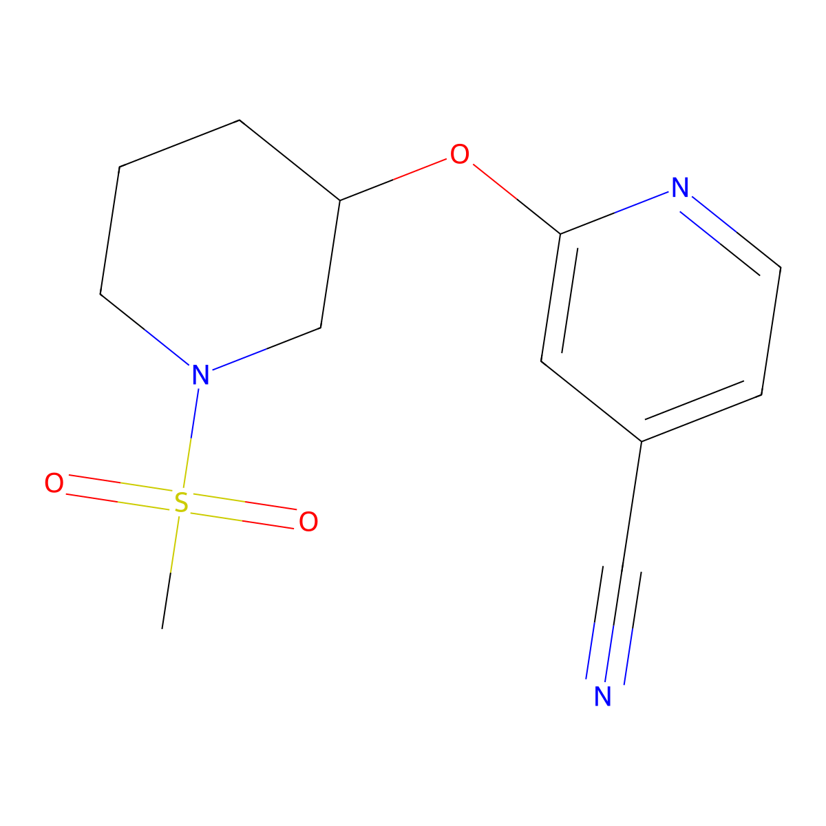 2-((1-(Methylsulfonyl)piperidin-3-yl)oxy)isonicotinonitrile molecular structure, CAS 2034474-40-1