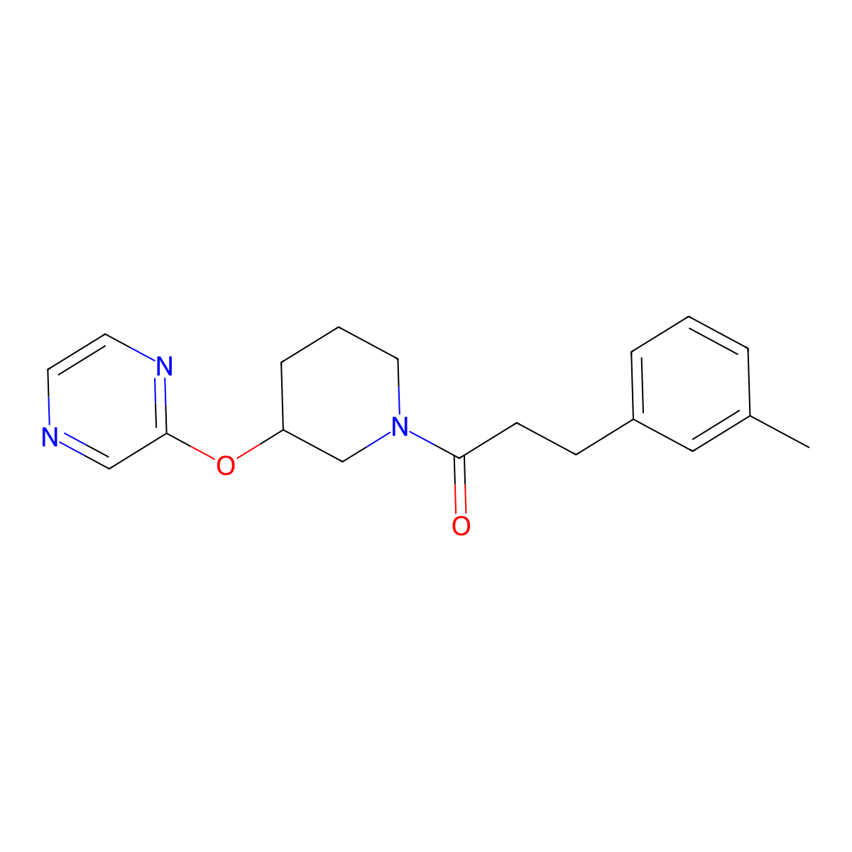 1-(3-(Pyrazin-2-yloxy)piperidin-1-yl)-3-(m-tolyl)propan-1-one molecular structure, CAS 2034474-42-3