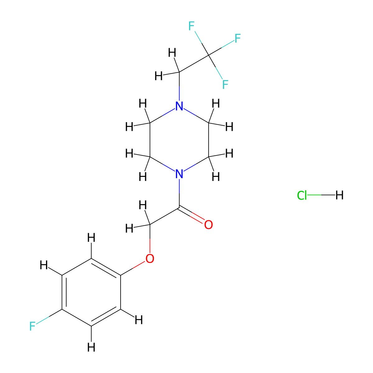 2-(4-Fluorophenoxy)-1-(4-(2,2,2-trifluoroethyl)piperazin-1-yl)ethanone hydrochloride molecular structure, CAS 2034474-49-0