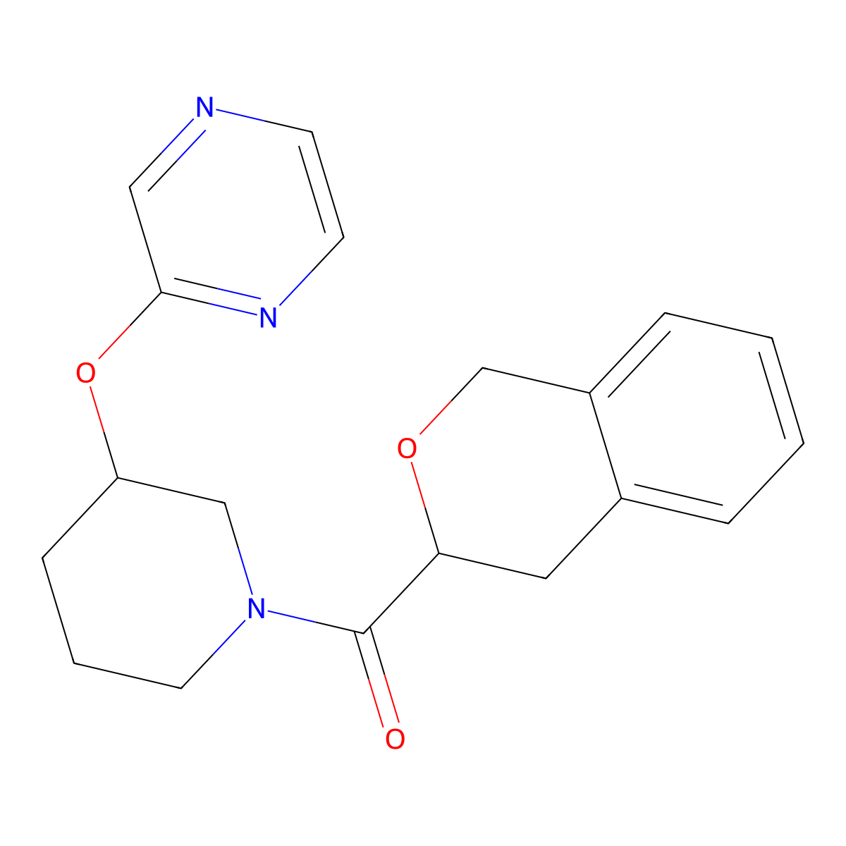 Isochroman-3-yl(3-(pyrazin-2-yloxy)piperidin-1-yl)methanone molecular structure, CAS 2034474-58-1