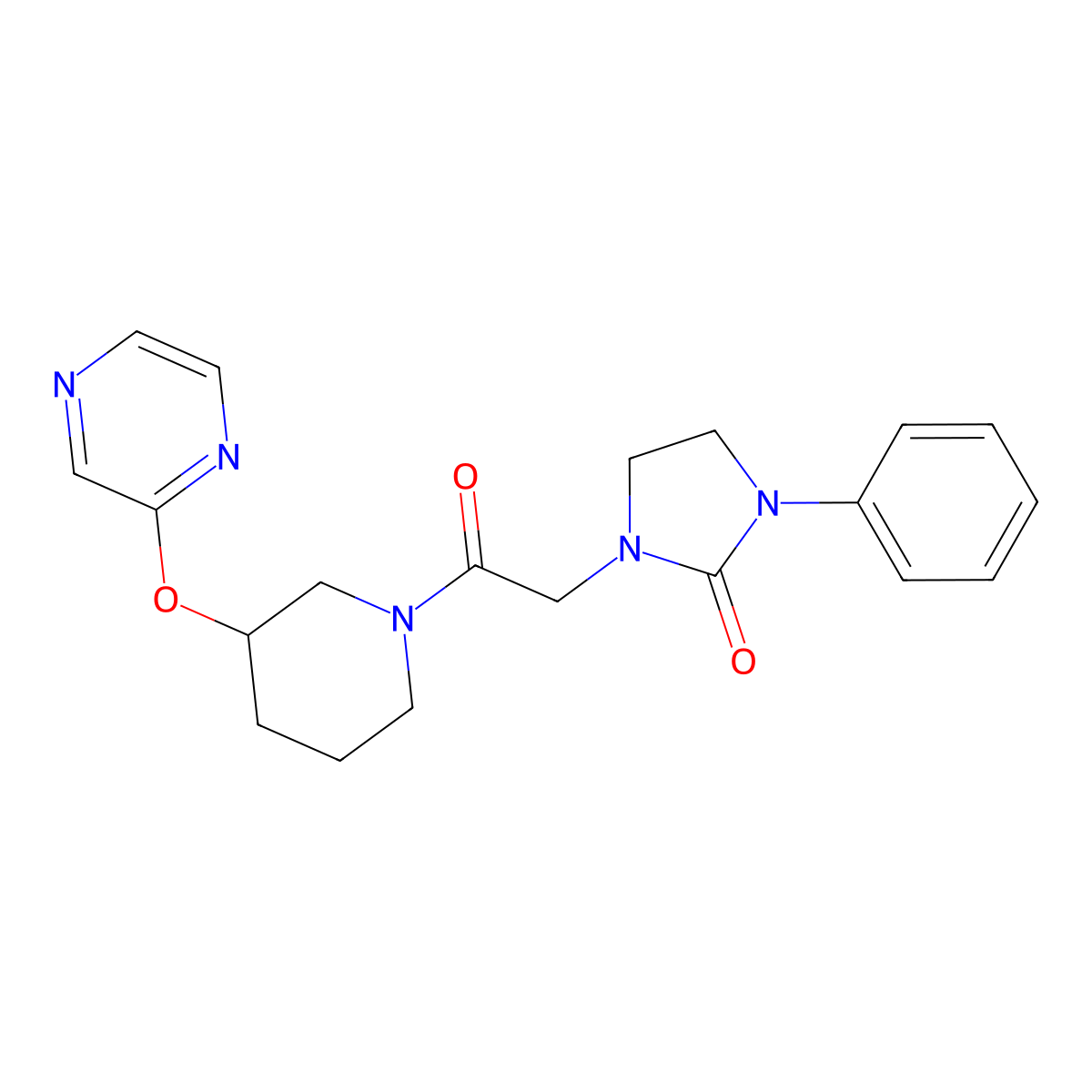 1-(2-Oxo-2-(3-(pyrazin-2-yloxy)piperidin-1-yl)ethyl)-3-phenylimidazolidin-2-one molecular structure, CAS 2034474-68-3