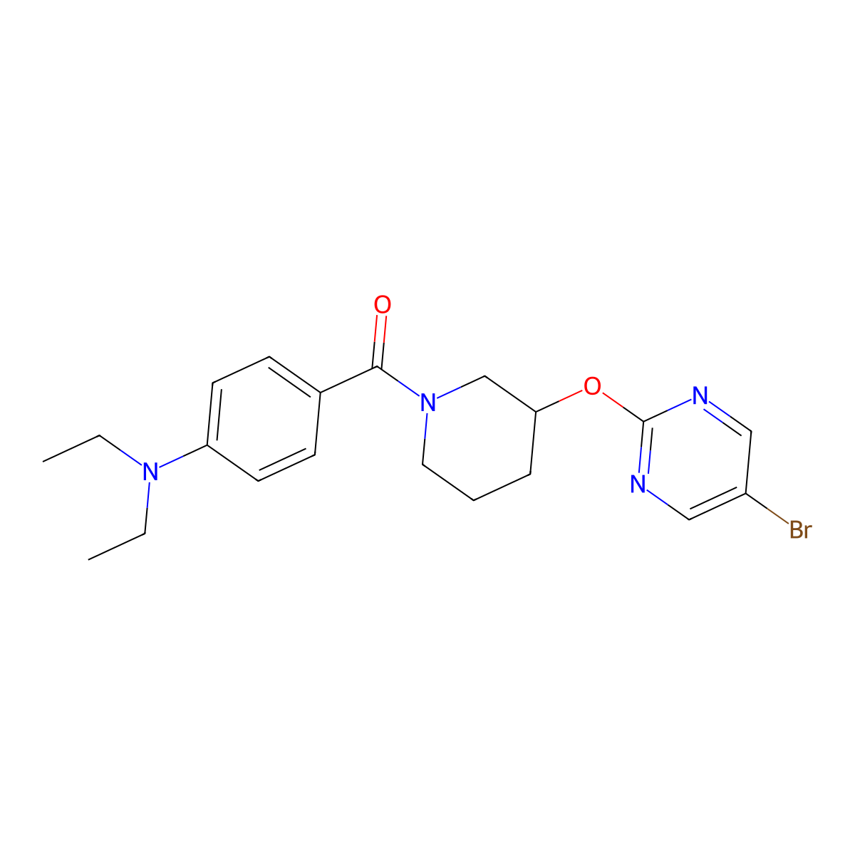 (3-((5-Bromopyrimidin-2-yl)oxy)piperidin-1-yl)(4-(diethylamino)phenyl)methanone molecular structure, CAS 2034474-69-4