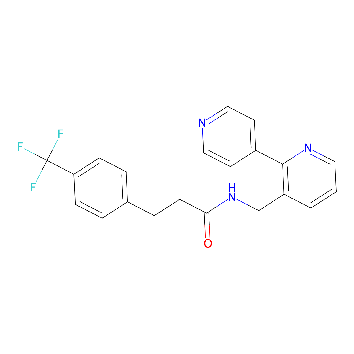 N-([2,4'-bipyridin]-3-ylmethyl)-3-(4-(trifluoromethyl)phenyl)propanamide molecular structure, CAS 2034474-71-8