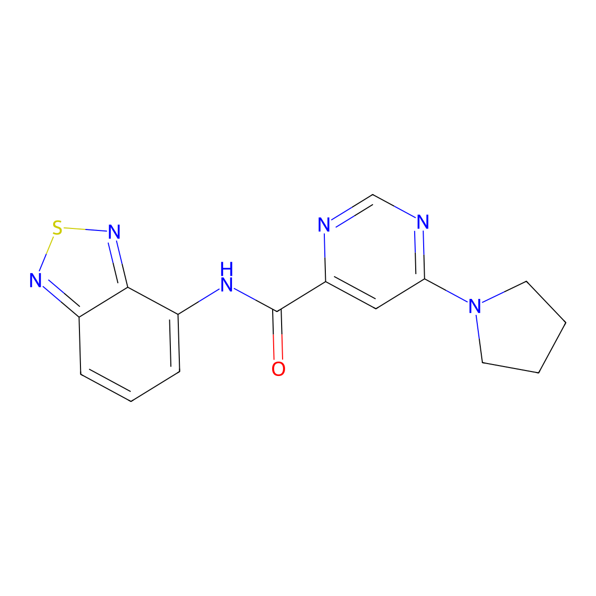 N-(benzo[c][1,2,5]thiadiazol-4-yl)-6-(pyrrolidin-1-yl)pyrimidine-4-carboxamide molecular structure, CAS 2034474-74-1