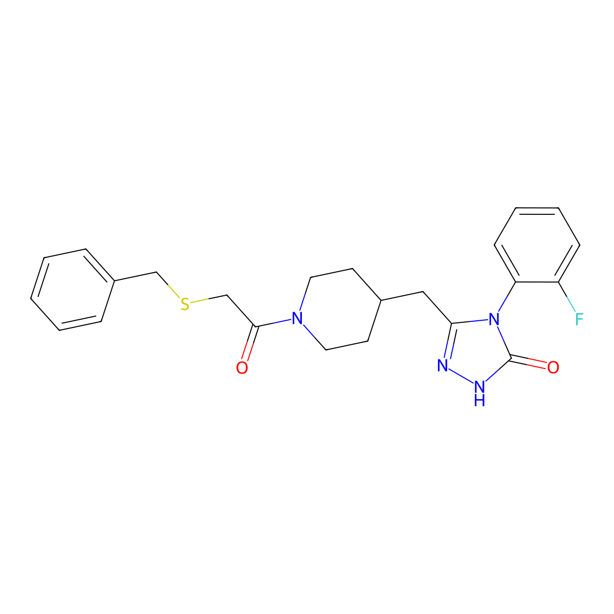 3-((1-(2-(benzylthio)acetyl)piperidin-4-yl)methyl)-4-(2-fluorophenyl)-1H-1,2,4-triazol-5(4H)-one molecular structure, CAS 2034474-75-2