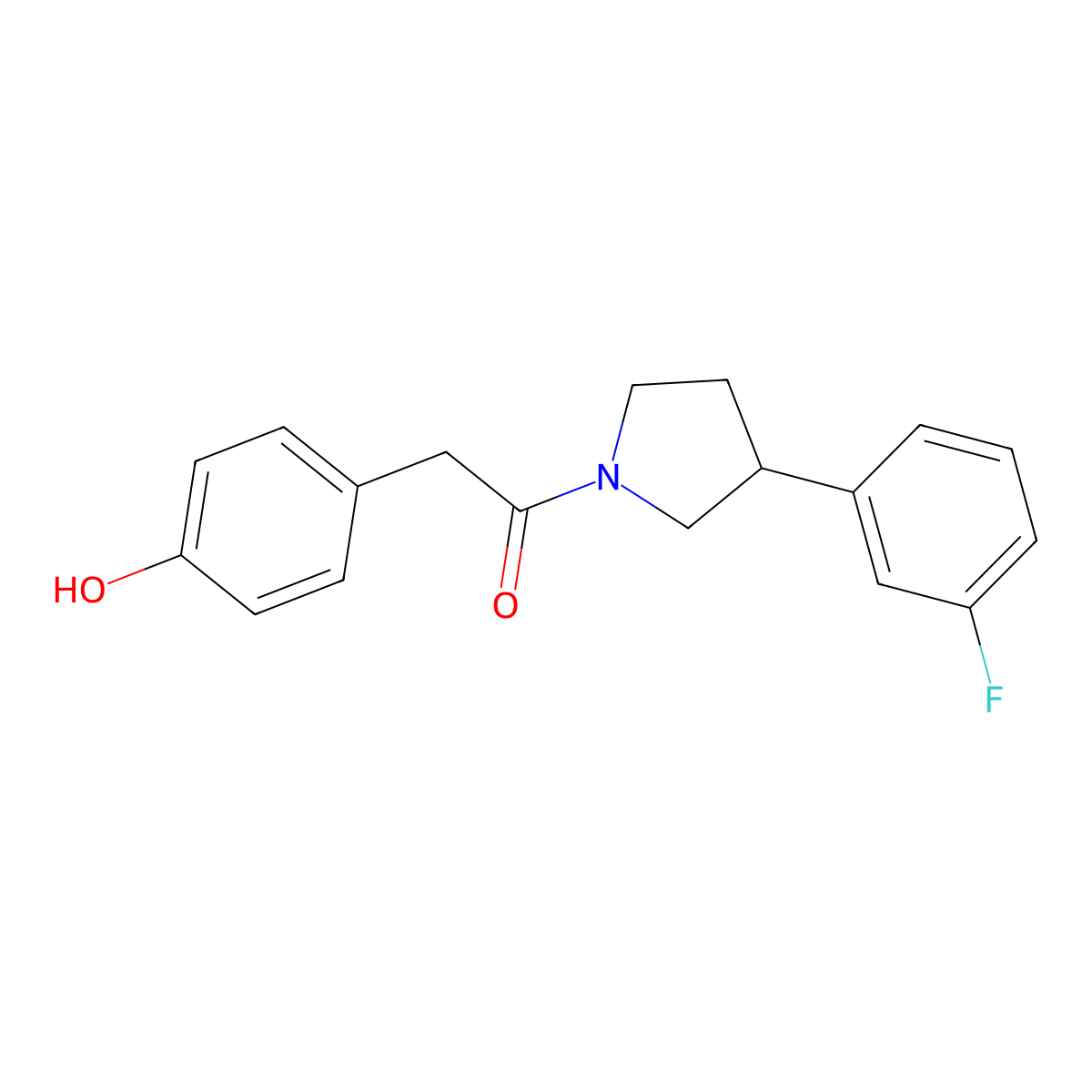 1-(3-(3-Fluorophenyl)pyrrolidin-1-yl)-2-(4-hydroxyphenyl)ethanone molecular structure, CAS 2034474-86-5