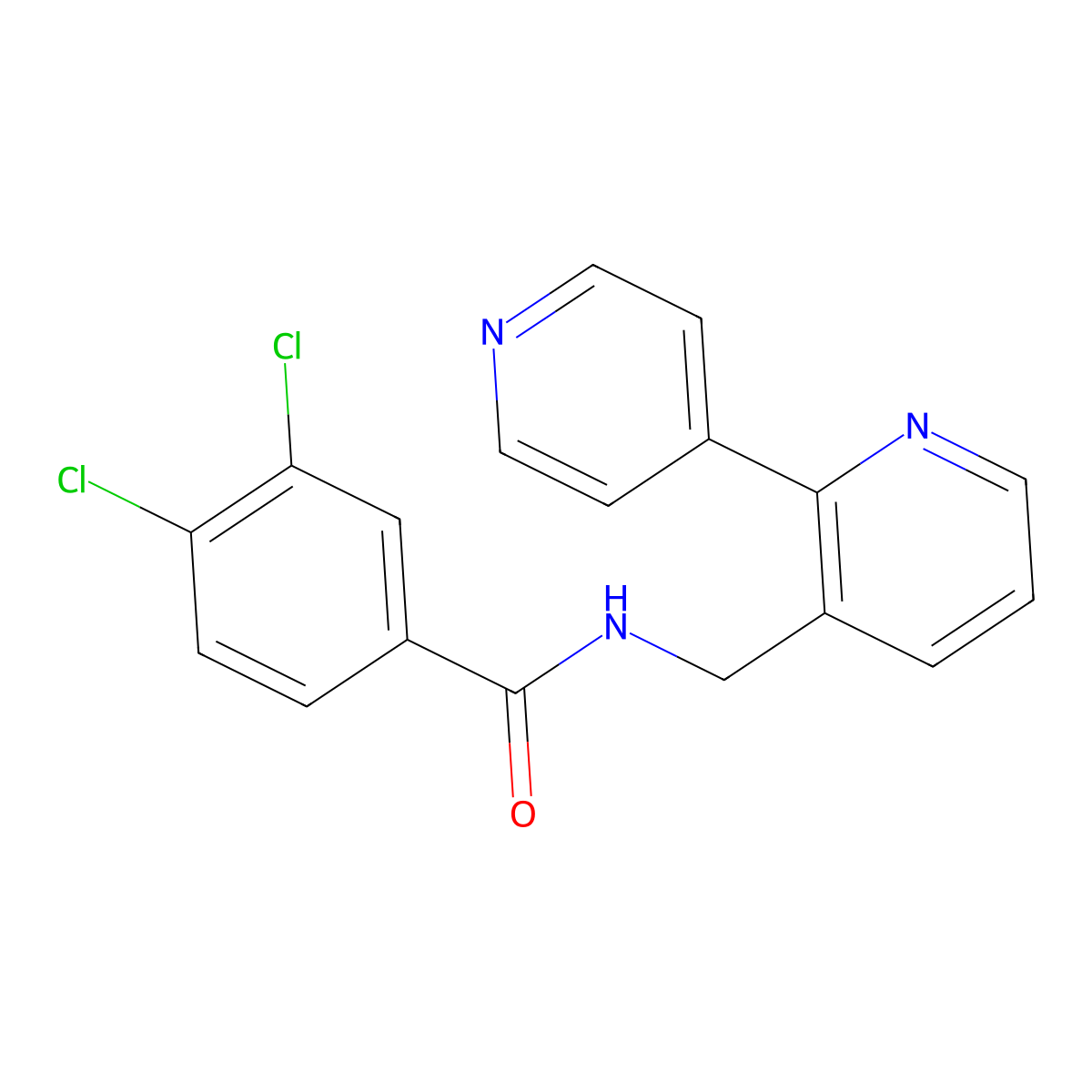 N-([2,4'-bipyridin]-3-ylmethyl)-3,4-dichlorobenzamide molecular structure, CAS 2034474-94-5
