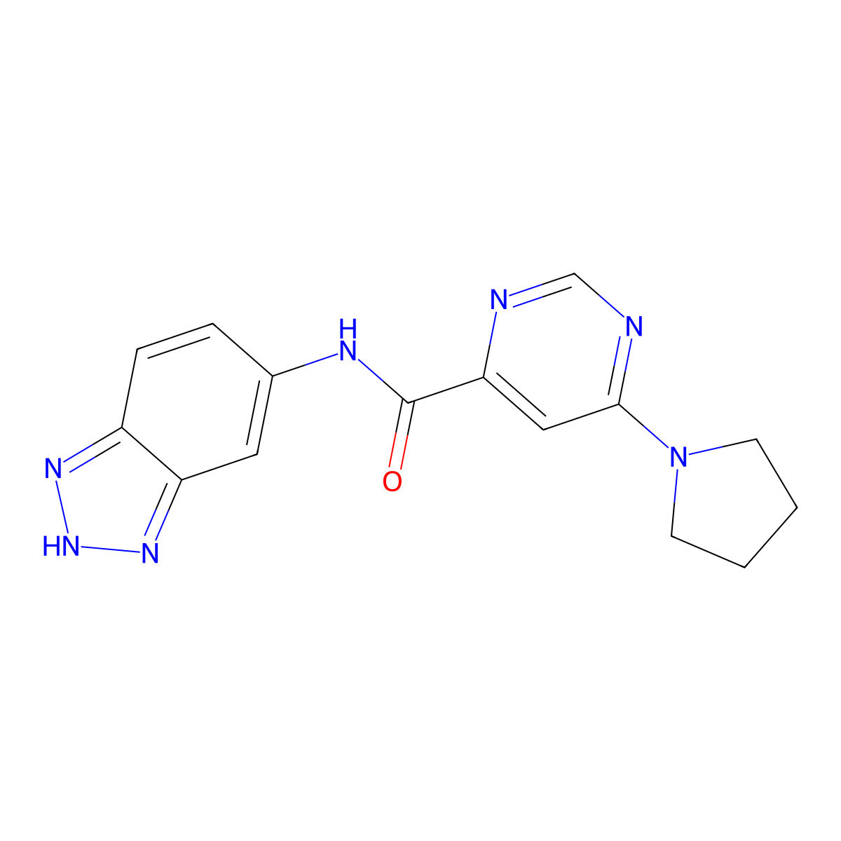 N-(1H-benzo[d][1,2,3]triazol-5-yl)-6-(pyrrolidin-1-yl)pyrimidine-4-carboxamide molecular structure, CAS 2034474-95-6