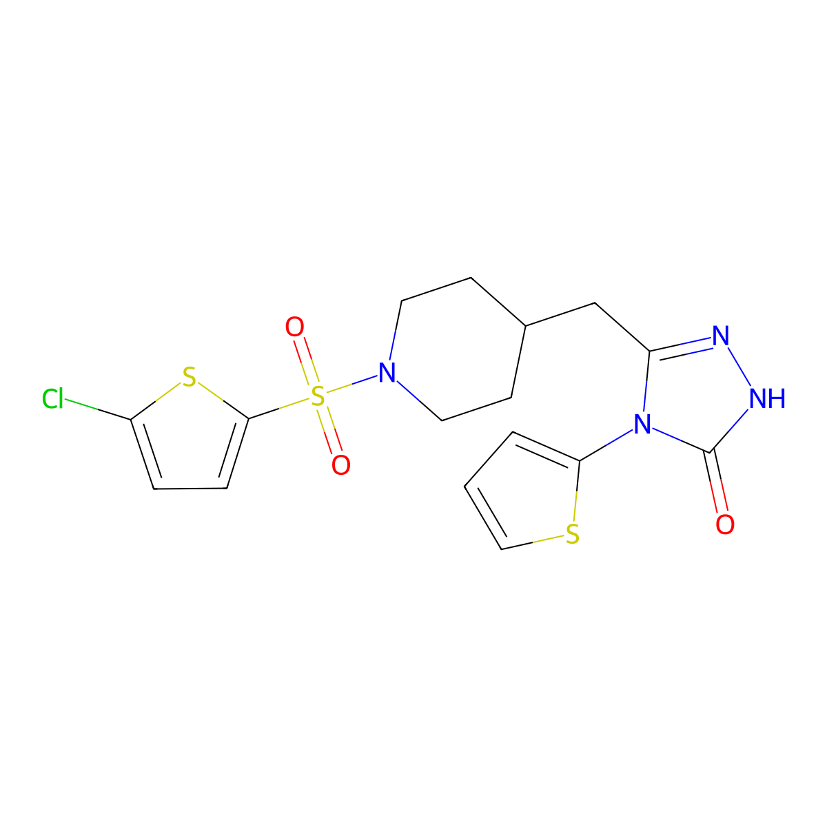 3-((1-((5-chlorothiophen-2-yl)sulfonyl)piperidin-4-yl)methyl)-4-(thiophen-2-yl)-1H-1,2,4-triazol-5(4H)-one molecular structure, CAS 2034474-96-7