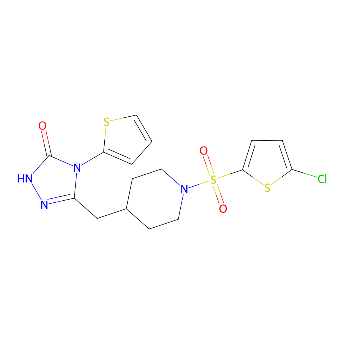 3-((1-((5-chlorothiophen-2-yl)sulfonyl)piperidin-4-yl)methyl)-4-(thiophen-2-yl)-1H-1,2,4-triazol-5(4H)-one molecular structure, CAS 2034474-96-7