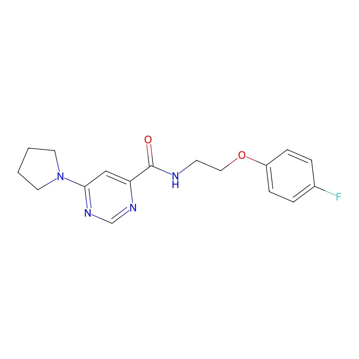 N-[2-(4-fluorophenoxy)ethyl]-6-(pyrrolidin-1-yl)pyrimidine-4-carboxamide molecular structure, CAS 2034474-97-8