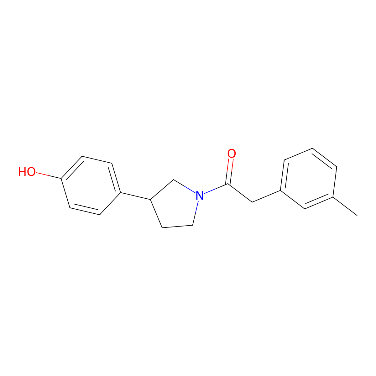 1-(3-(4-Hydroxyphenyl)pyrrolidin-1-yl)-2-(m-tolyl)ethanone molecular structure, CAS 2034475-02-8