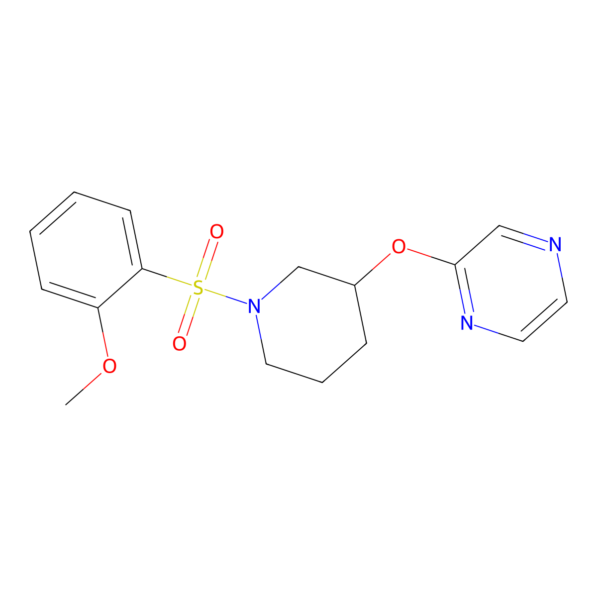 2-((1-((2-Methoxyphenyl)sulfonyl)piperidin-3-yl)oxy)pyrazine molecular structure, CAS 2034475-05-1