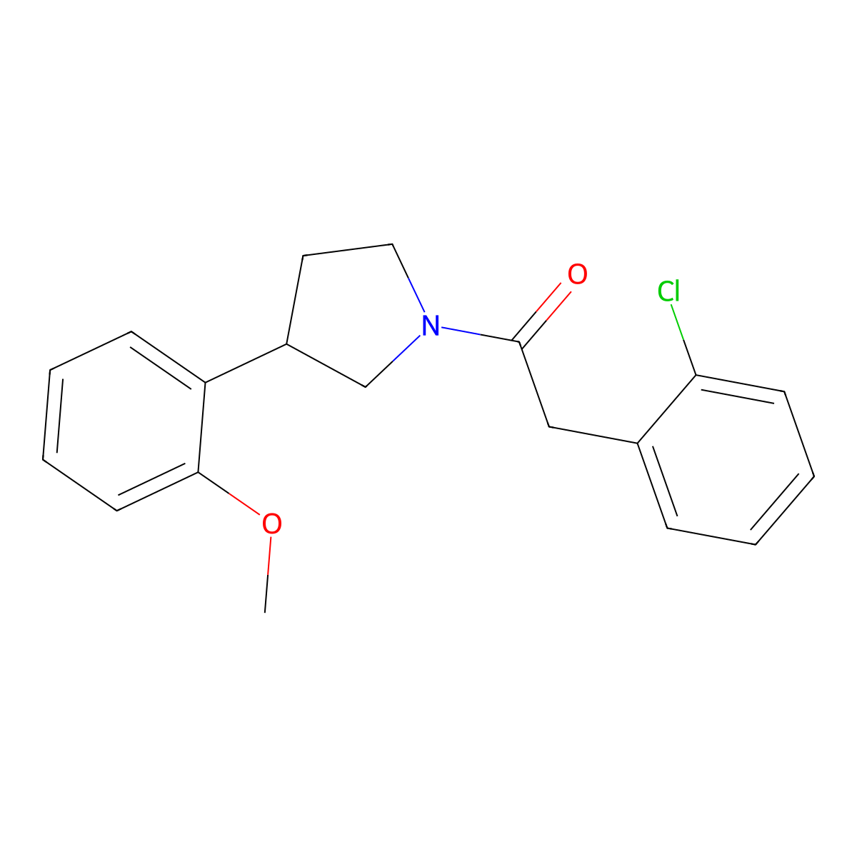 2-(2-Chlorophenyl)-1-[3-(2-methoxyphenyl)pyrrolidin-1-yl]ethan-1-one molecular structure, CAS 2034475-14-2