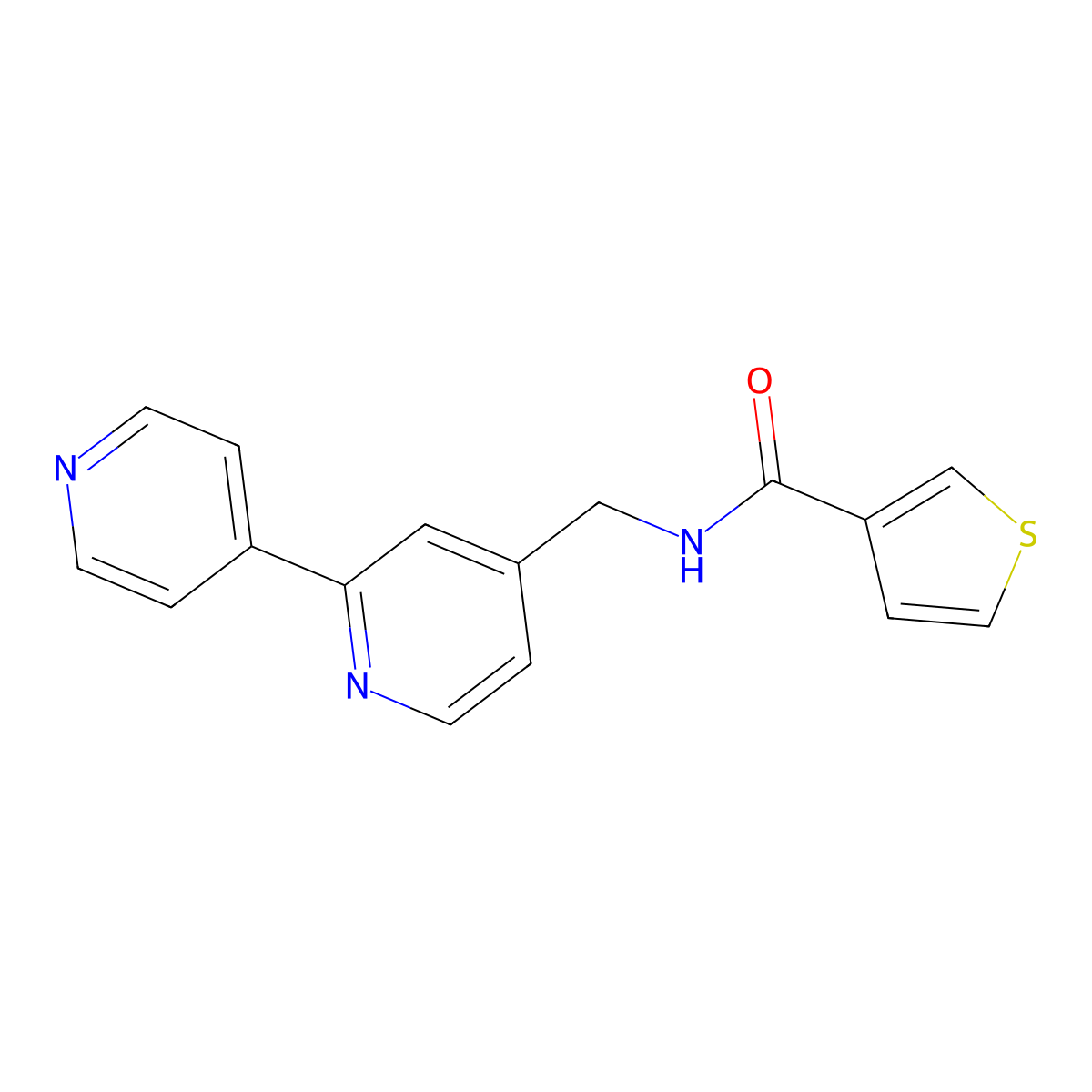 N-({[2,4'-bipyridine]-4-yl}methyl)thiophene-3-carboxamide molecular structure, CAS 2034475-24-4