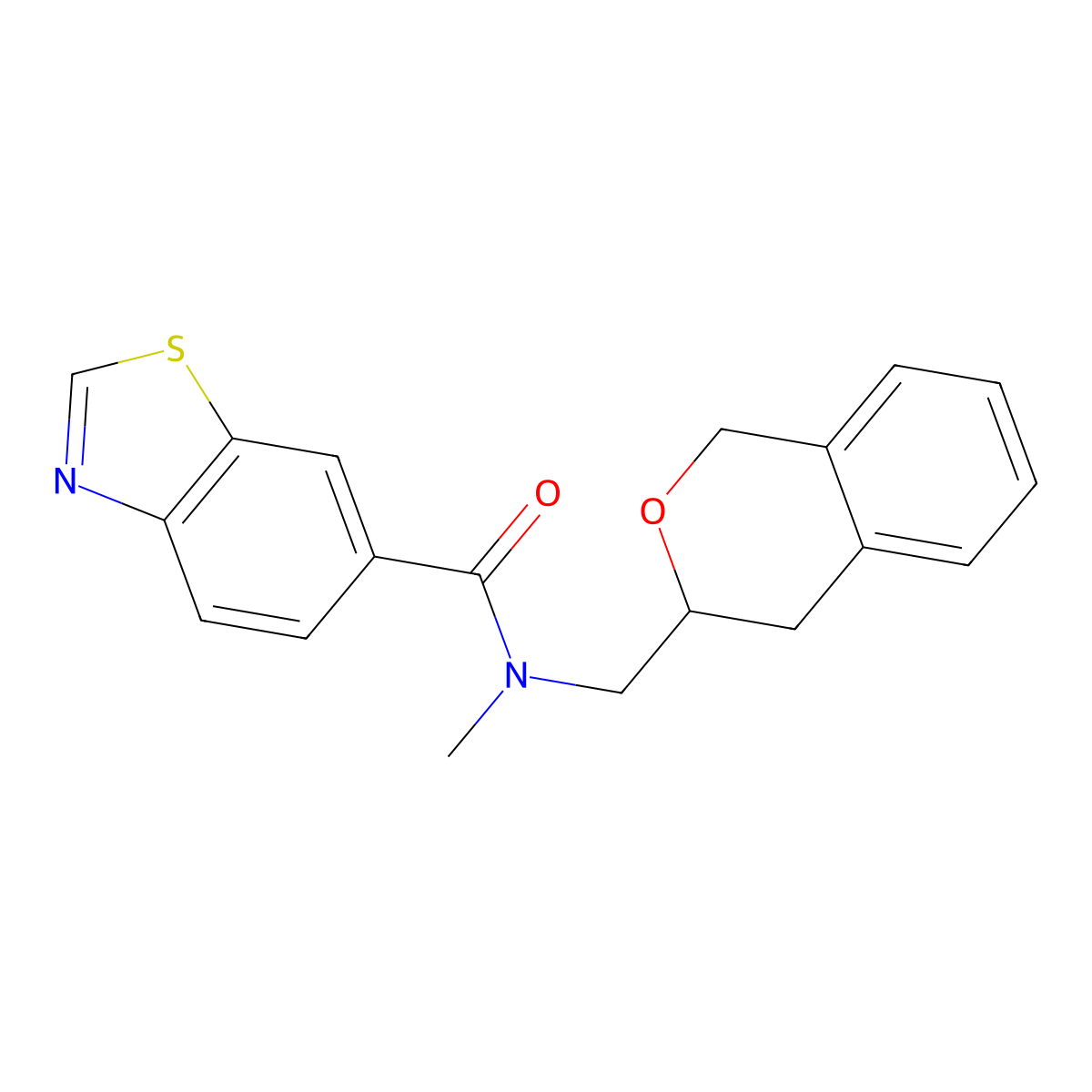 N-(isochroman-3-ylmethyl)-N-methylbenzo[d]thiazole-6-carboxamide molecular structure, CAS 2034475-31-3
