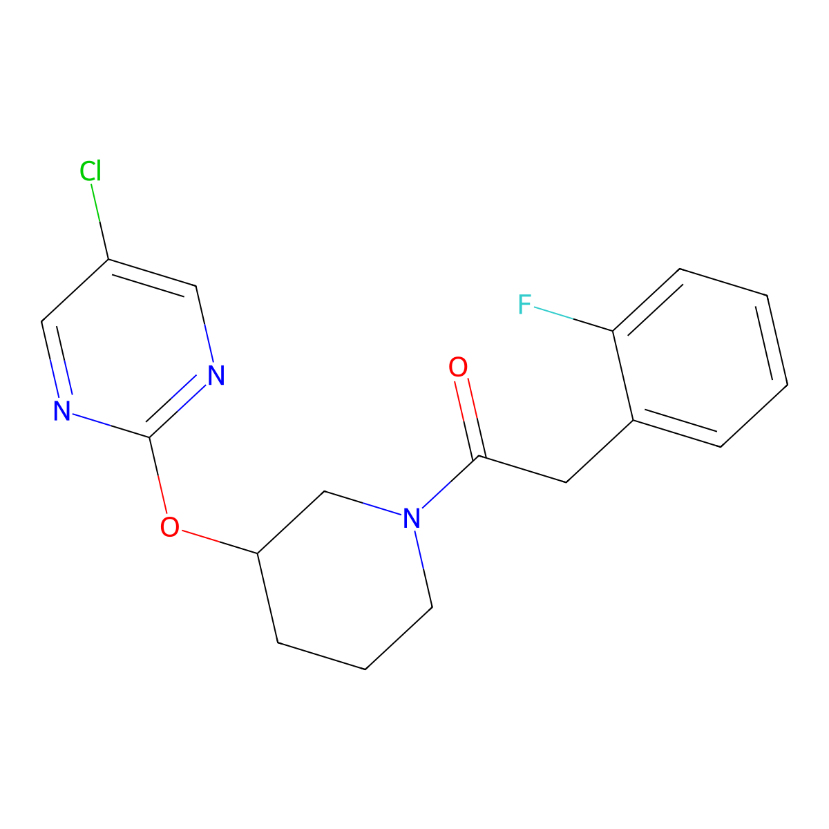 1-(3-((5-Chloropyrimidin-2-yl)oxy)piperidin-1-yl)-2-(2-fluorophenyl)ethanone molecular structure, CAS 2034475-39-1