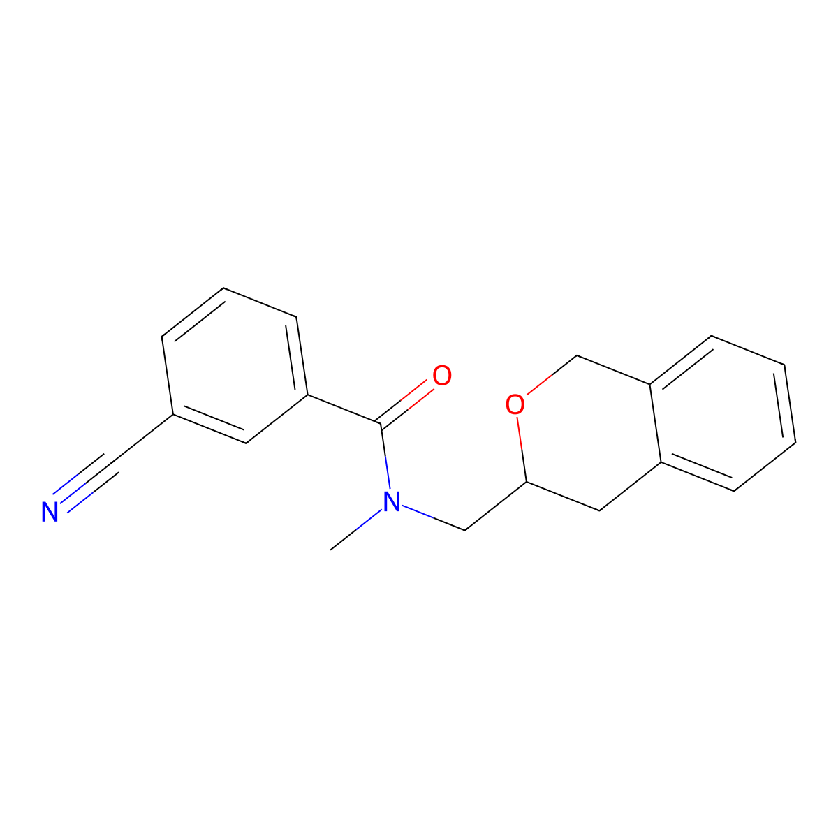 3-cyano-N-(isochroman-3-ylmethyl)-N-methylbenzamide molecular structure, CAS 2034475-46-0
