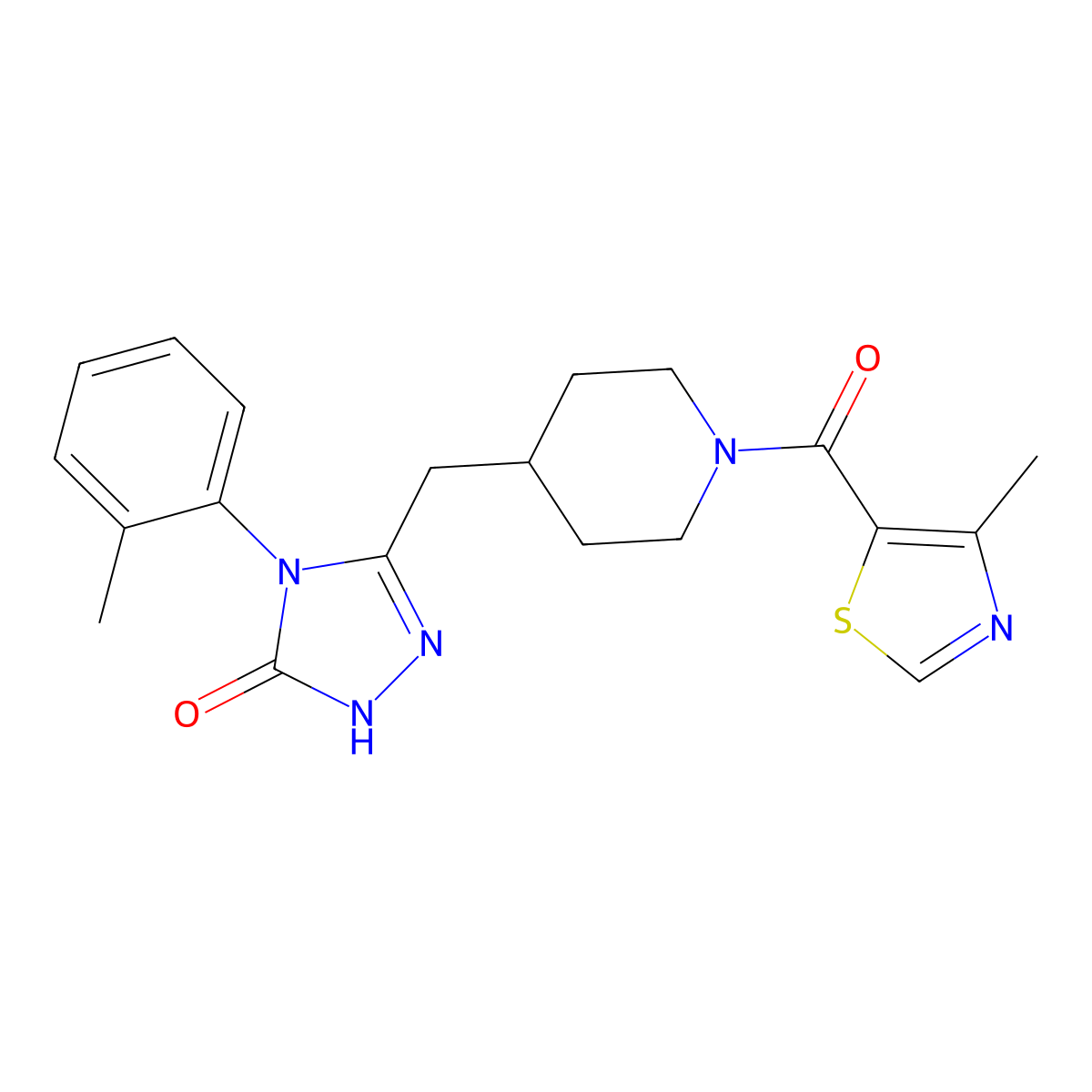 3-((1-(4-methylthiazole-5-carbonyl)piperidin-4-yl)methyl)-4-(o-tolyl)-1H-1,2,4-triazol-5(4H)-one molecular structure, CAS 2034475-48-2