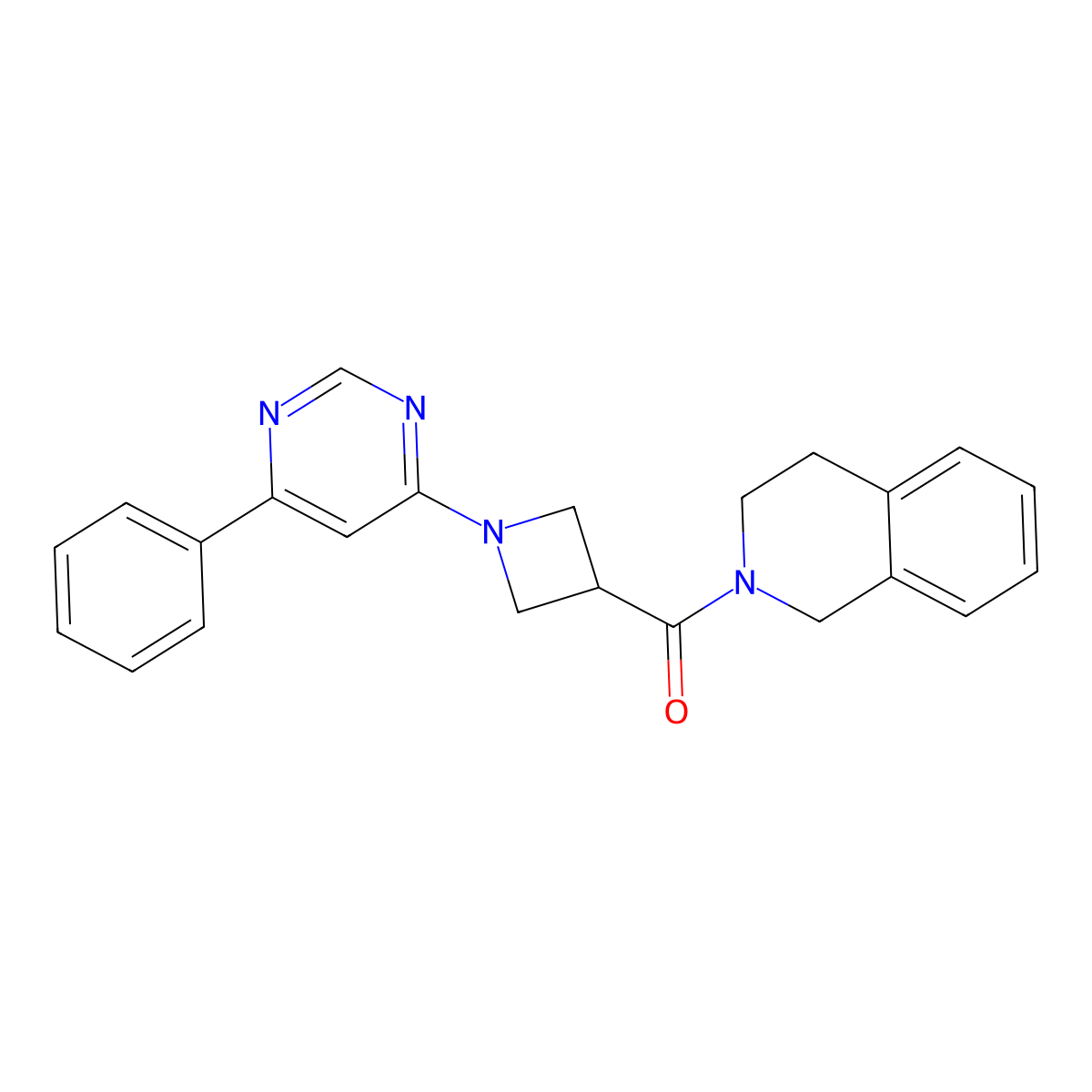 (3,4-dihydroisoquinolin-2(1H)-yl)(1-(6-phenylpyrimidin-4-yl)azetidin-3-yl)methanone molecular structure, CAS 2034475-50-6