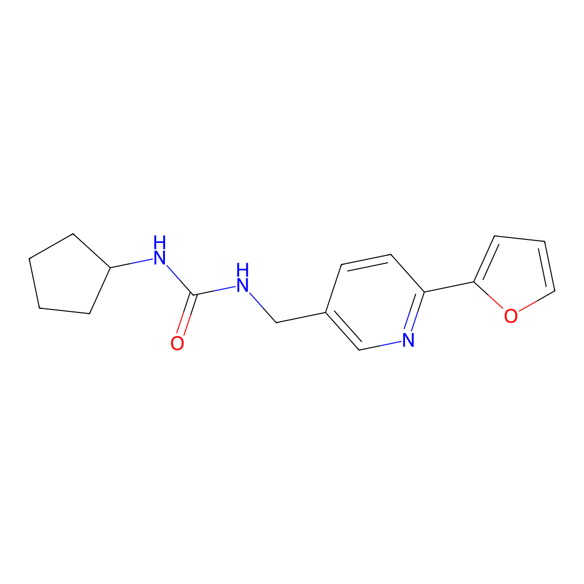 1-Cyclopentyl-3-((6-(furan-2-yl)pyridin-3-yl)methyl)urea molecular structure, CAS 2034475-57-3
