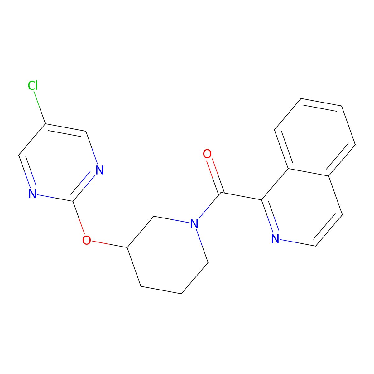 (3-((5-Chloropyrimidin-2-yl)oxy)piperidin-1-yl)(isoquinolin-1-yl)methanone molecular structure, CAS 2034475-58-4