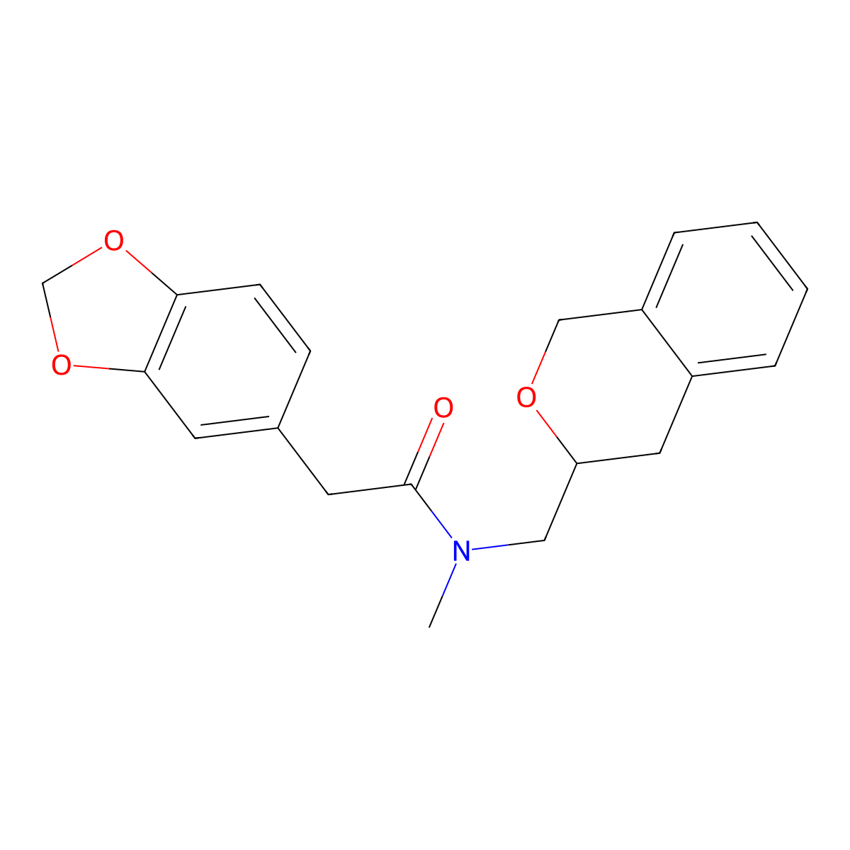2-(benzo[d][1,3]dioxol-5-yl)-N-(isochroman-3-ylmethyl)-N-methylacetamide molecular structure, CAS 2034475-60-8