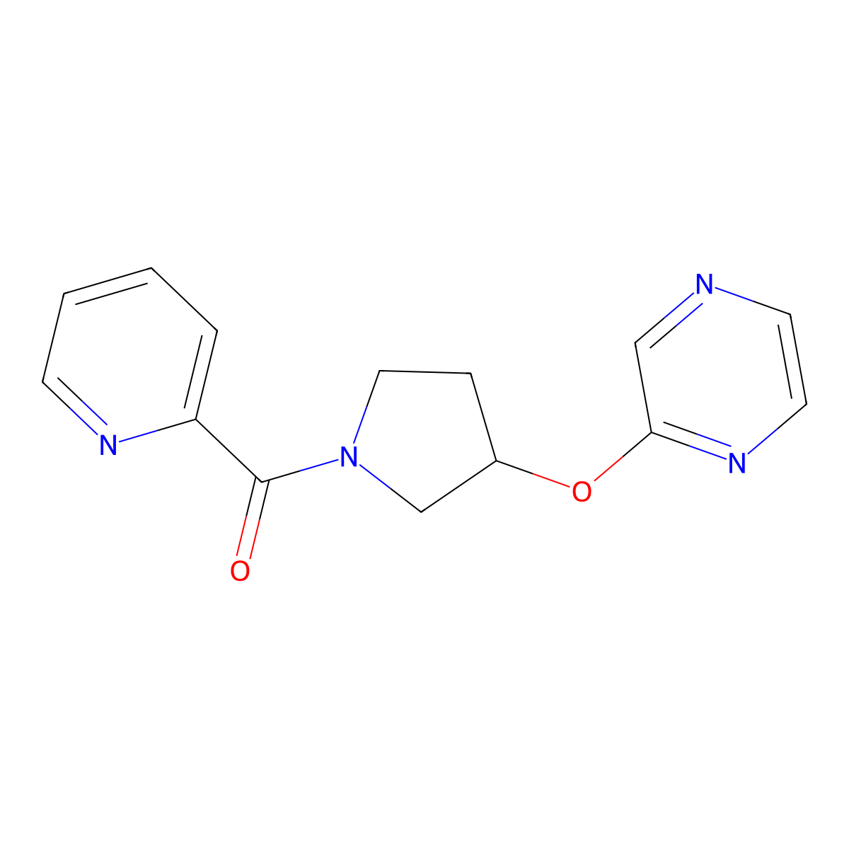 (3-(Pyrazin-2-yloxy)pyrrolidin-1-yl)(pyridin-2-yl)methanone molecular structure, CAS 2034475-64-2
