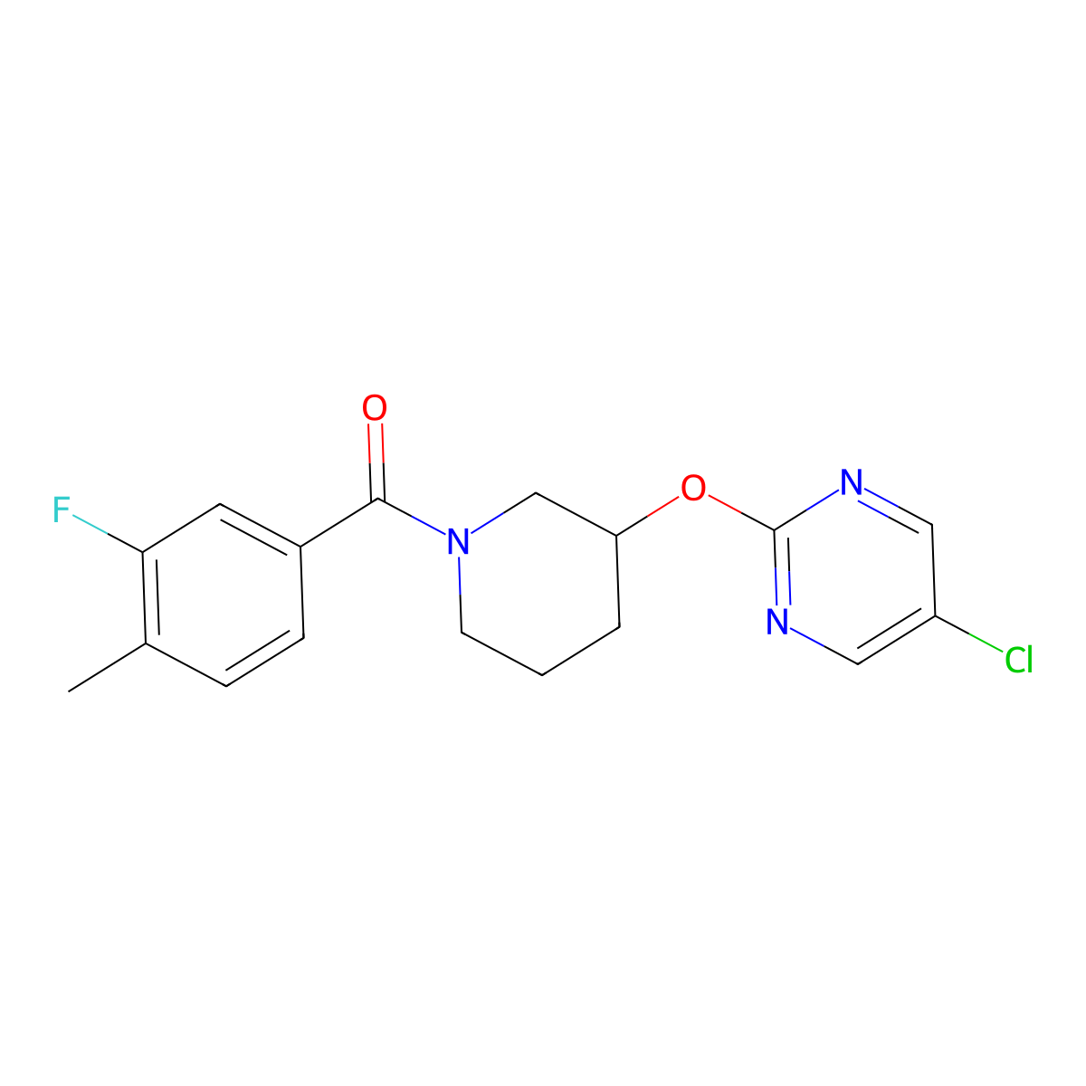 (3-((5-Chloropyrimidin-2-yl)oxy)piperidin-1-yl)(3-fluoro-4-methylphenyl)methanone molecular structure, CAS 2034475-73-3
