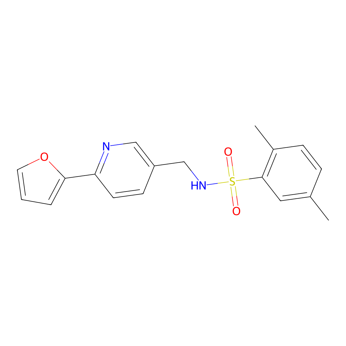 N-((6-(furan-2-yl)pyridin-3-yl)methyl)-2,5-dimethylbenzenesulfonamide molecular structure, CAS 2034475-74-4