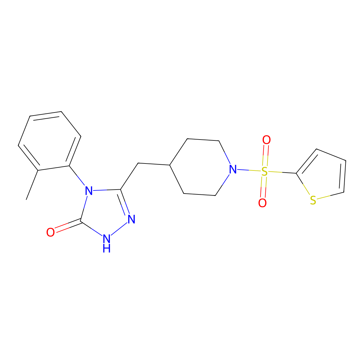 3-((1-(thiophen-2-ylsulfonyl)piperidin-4-yl)methyl)-4-(o-tolyl)-1H-1,2,4-triazol-5(4H)-one molecular structure, CAS 2034475-78-8