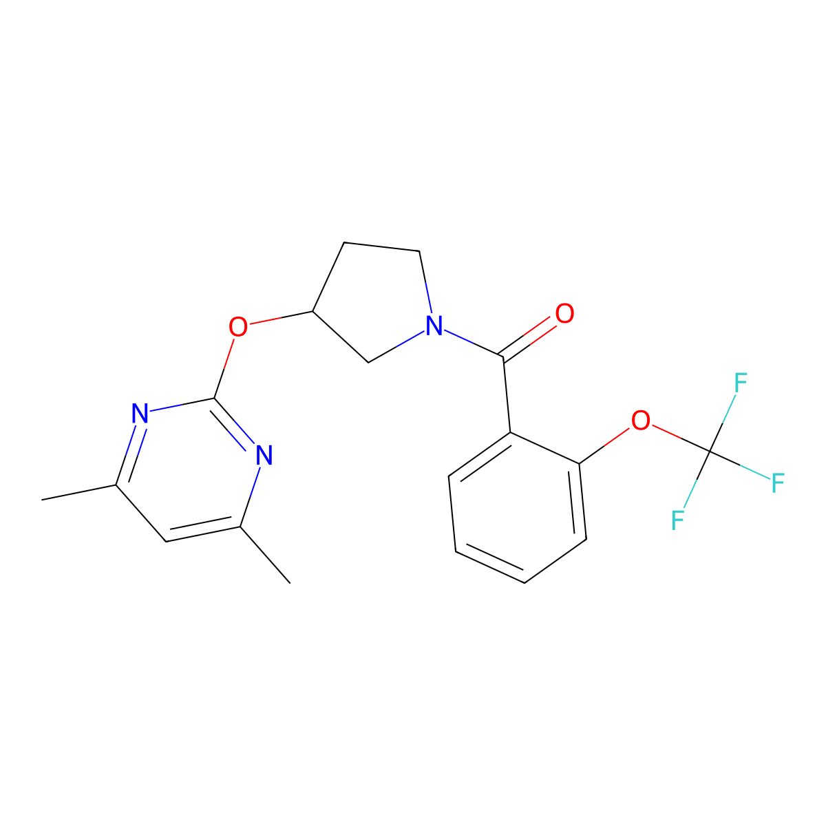 (3-((4,6-Dimethylpyrimidin-2-yl)oxy)pyrrolidin-1-yl)(2-(trifluoromethoxy)phenyl)methanone molecular structure, CAS 2034475-81-3