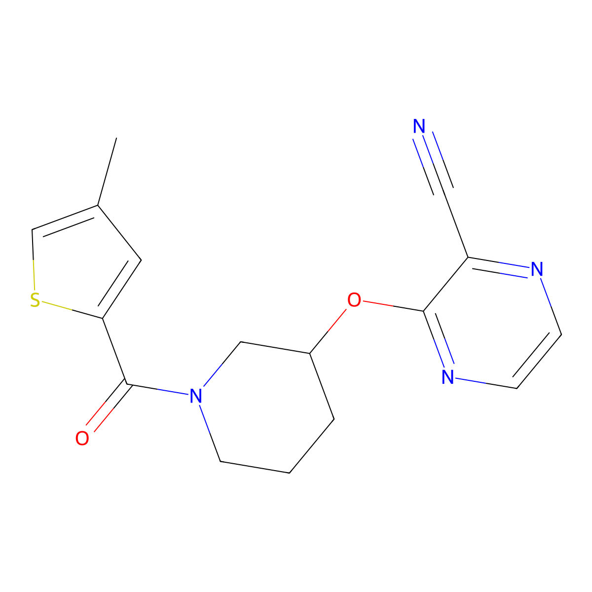 3-{[1-(4-Methylthiophene-2-carbonyl)piperidin-3-yl]oxy}pyrazine-2-carbonitrile molecular structure, CAS 2034475-87-9