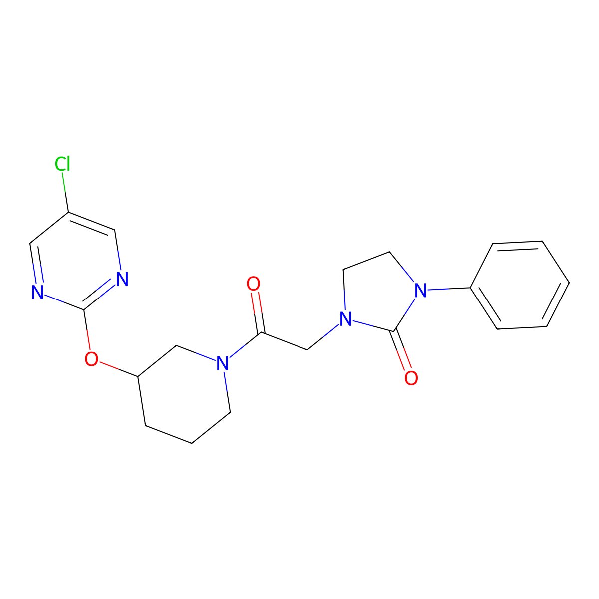 1-(2-{3-[(5-Chloropyrimidin-2-yl)oxy]piperidin-1-yl}-2-oxoethyl)-3-phenylimidazolidin-2-one molecular structure, CAS 2034475-89-1