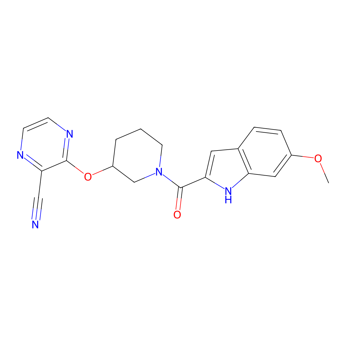 3-{[1-(6-methoxy-1H-indole-2-carbonyl)piperidin-3-yl]oxy}pyrazine-2-carbonitrile molecular structure, CAS 2034475-92-6