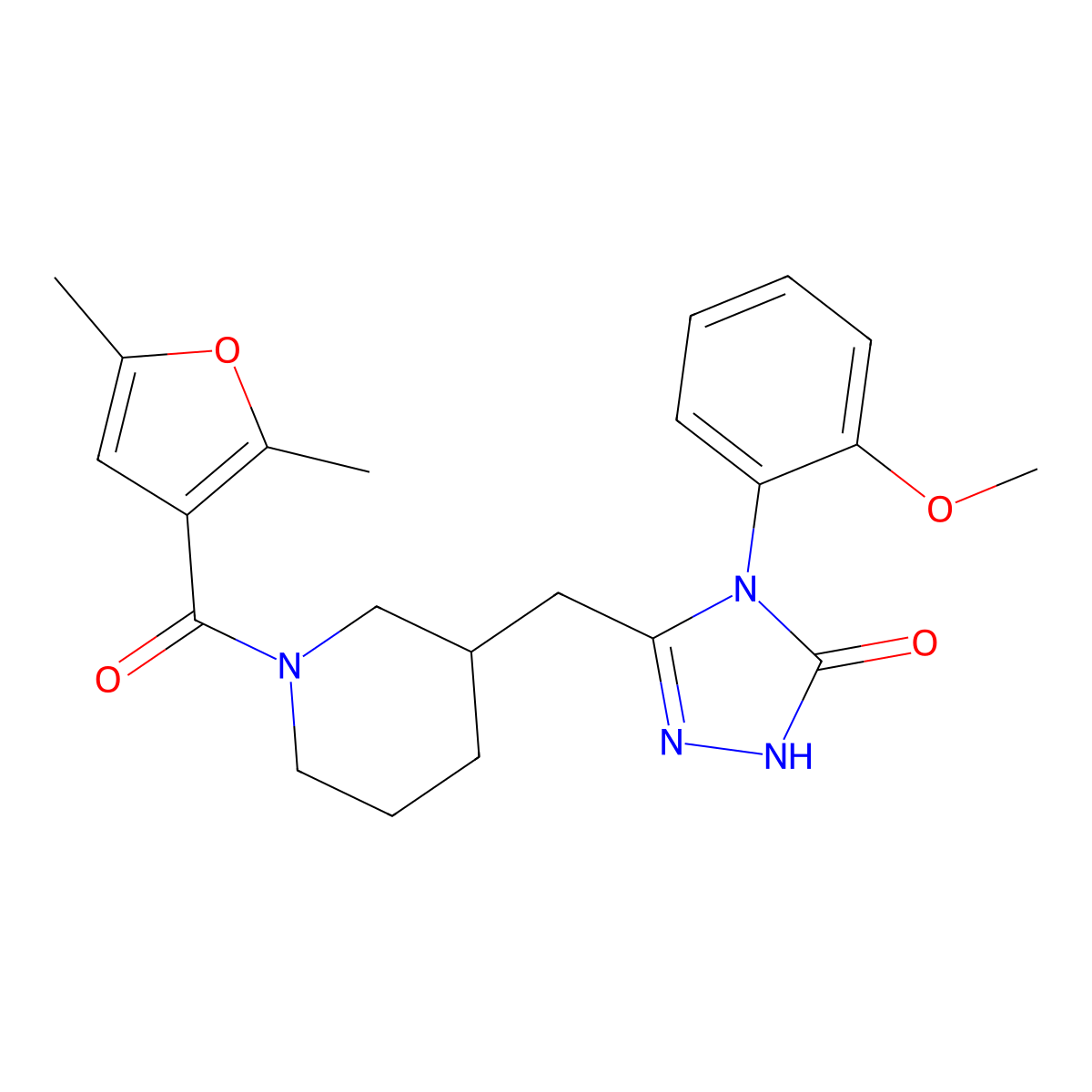 3-((1-(2,5-dimethylfuran-3-carbonyl)piperidin-3-yl)methyl)-4-(2-methoxyphenyl)-1H-1,2,4-triazol-5(4H)-one molecular structure, CAS 2034475-93-7