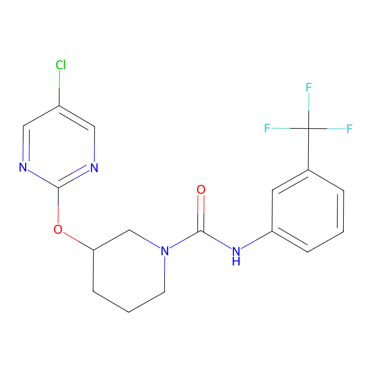 3-((5-chloropyrimidin-2-yl)oxy)-N-(3-(trifluoromethyl)phenyl)piperidine-1-carboxamide molecular structure, CAS 2034475-97-1