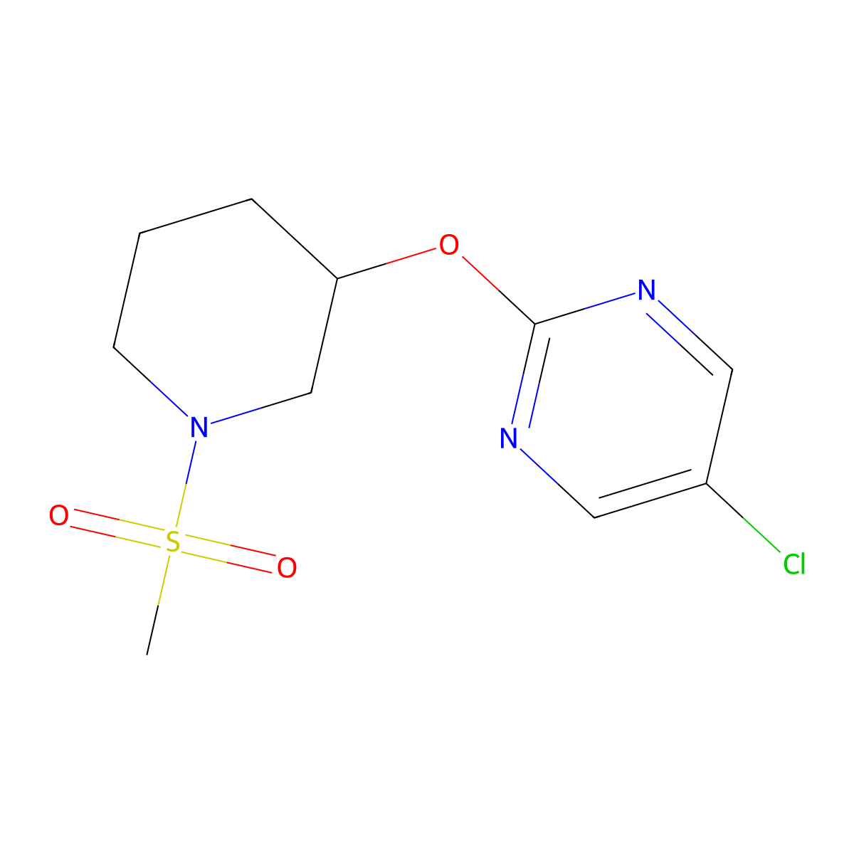 5-Chloro-2-((1-(methylsulfonyl)piperidin-3-yl)oxy)pyrimidine molecular structure, CAS 2034476-03-2
